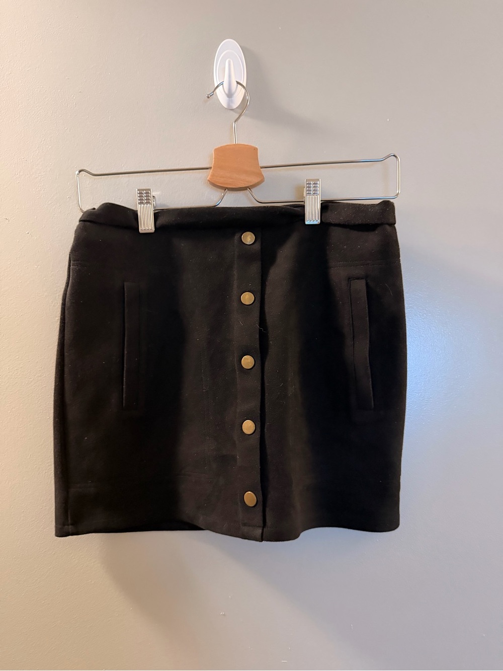 Amazon Black Mini Skirt with Front Gold Buttons